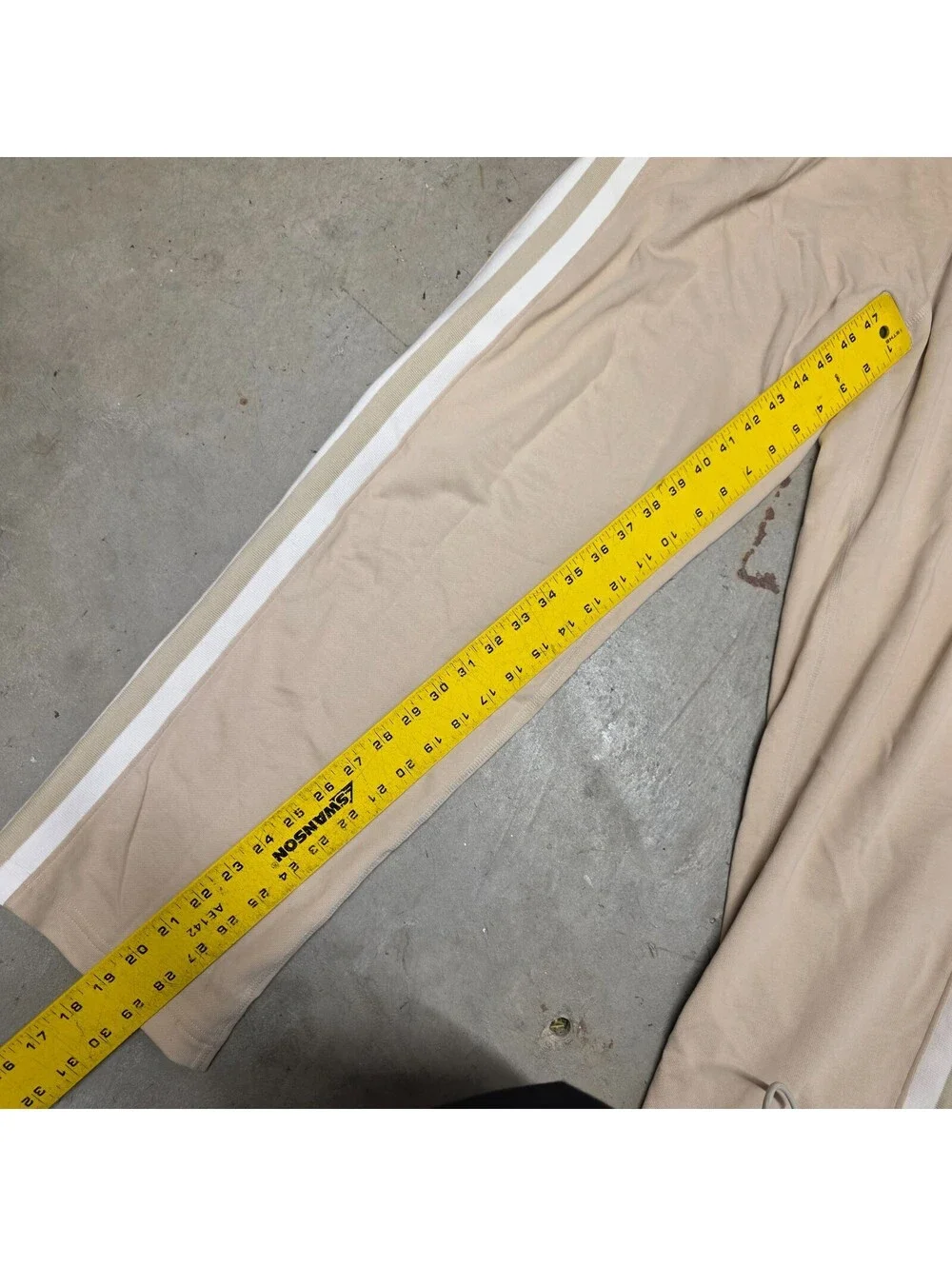 Reigning Champ Beige Side Stripe Sweatpants L x 29 Cotton Fleece